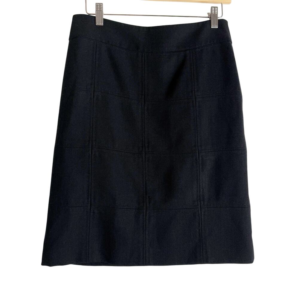 Tory Burch Stitched Black Wool Pieced Knee Length Pencil Skirt Size 4
